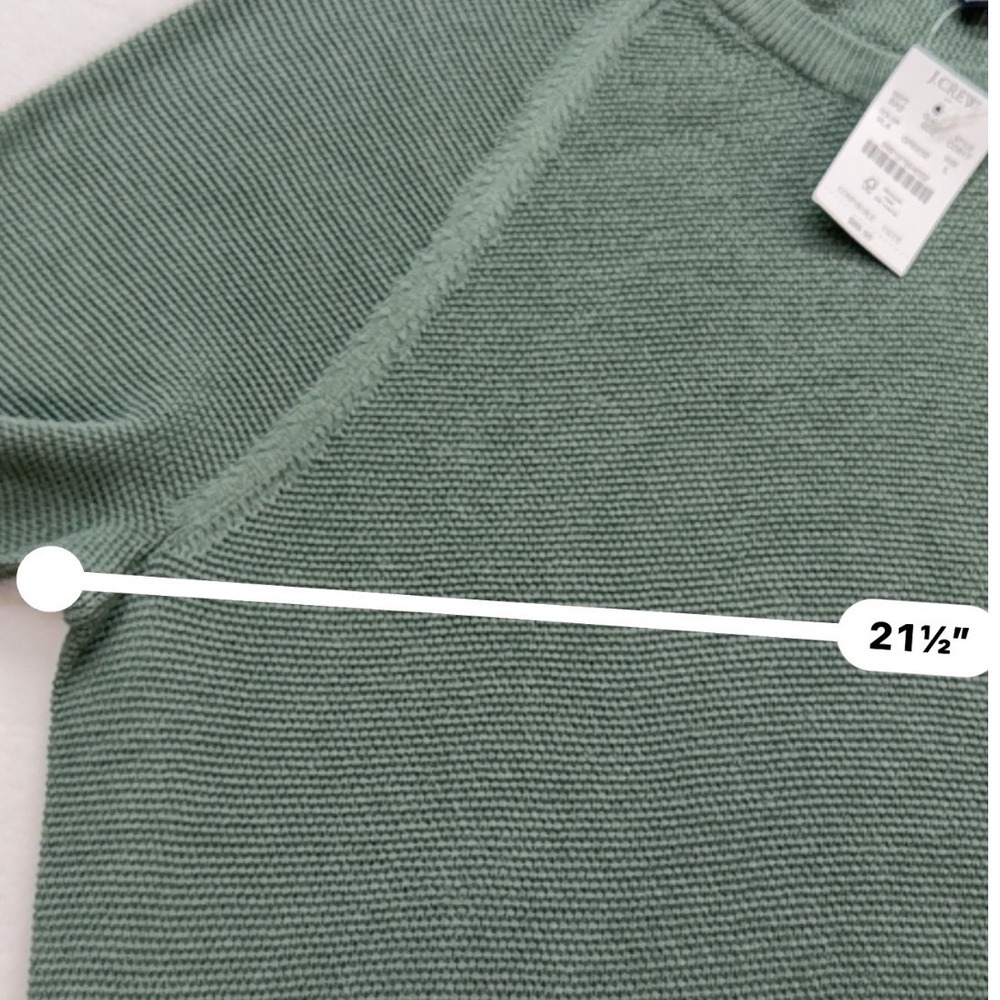 J.Crew Textured Knit Raglan Pullover Crewneck Sweater Men's M Sage Green - Picture 7 of 8